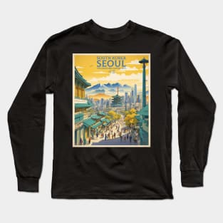 Seoul South Korea Travel Tourism Retro Vintage Long Sleeve T-Shirt